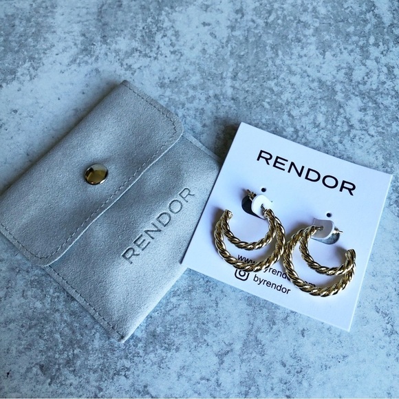 Rendor Victoria Earrings Gold Plated DoubleTwist Hoops - Picture 5 of 5